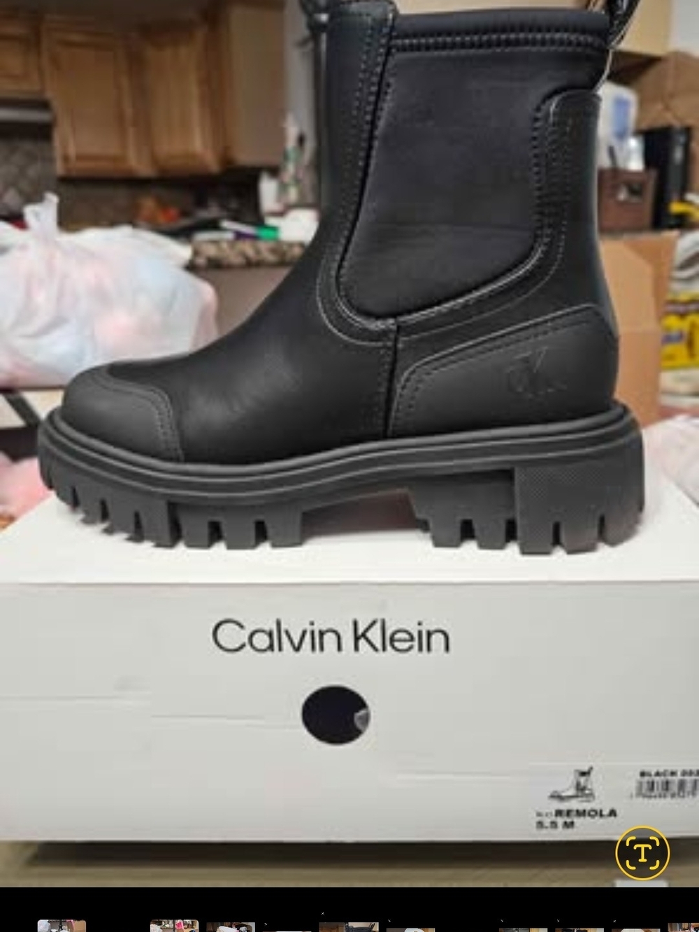 Calvin Klein Black Chunky Lug Chelsea Boots